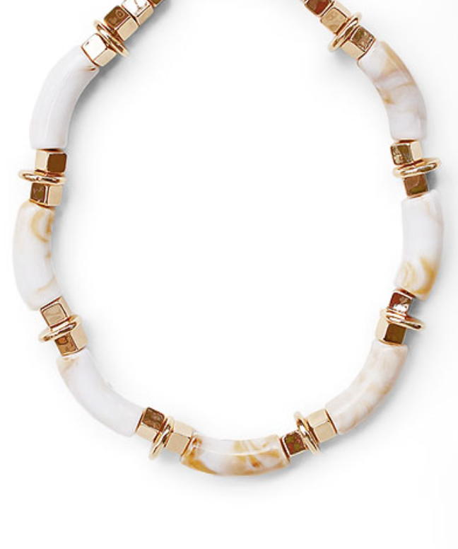 Ivory Bone and Gold Statement Necklace