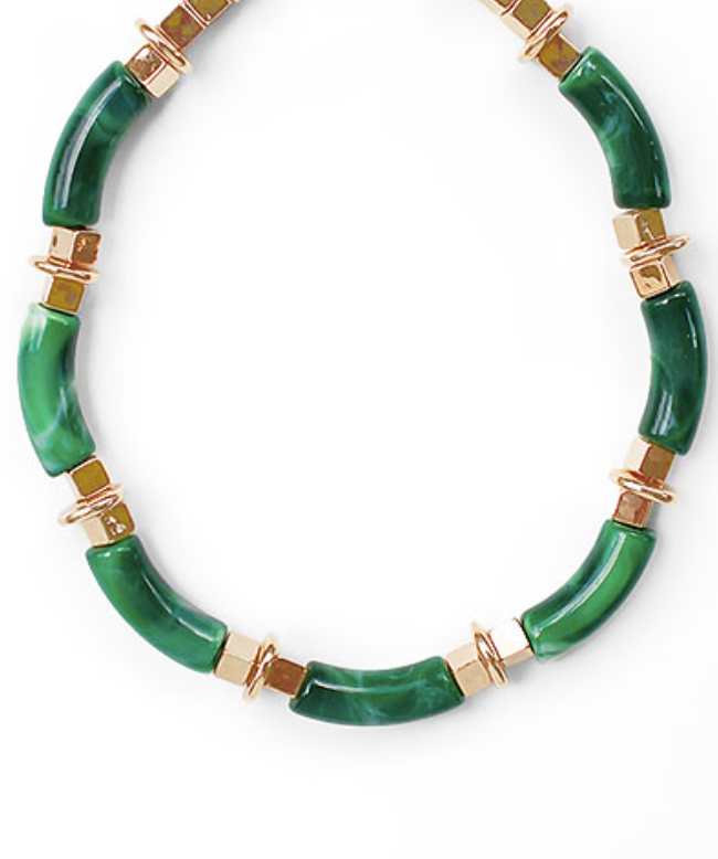 Green and Gold Statement Necklace