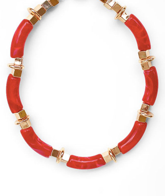 Red and Gold Statement Necklace