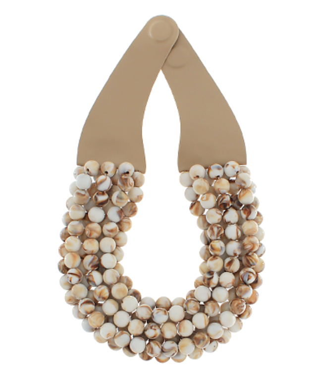 Taupe Beaded Bib Necklace