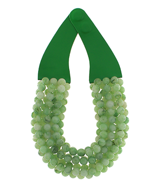 Green Beaded Bib Necklace