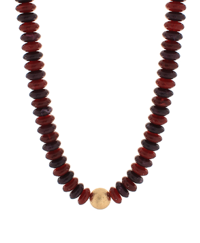 Crimson, Garnet & Black Beaded Necklace