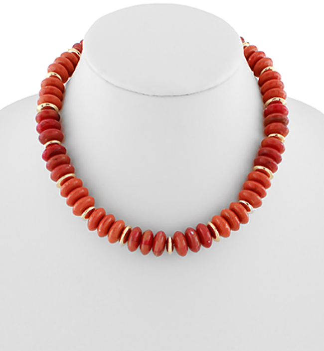 Marbled Red Beaded Necklace