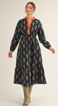 Load image into Gallery viewer, Black Block Print Midi Dress

