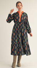 Load image into Gallery viewer, Black Block Print Midi Dress
