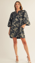 Load image into Gallery viewer, Jacquard Puff Sleeve Mini Dress
