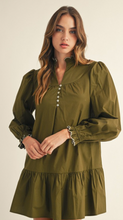 Load image into Gallery viewer, Olive Scalloped Mini Dress
