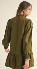 Load image into Gallery viewer, Olive Scalloped Mini Dress

