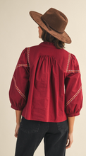 Load image into Gallery viewer, Burgundy Stitched Blouse
