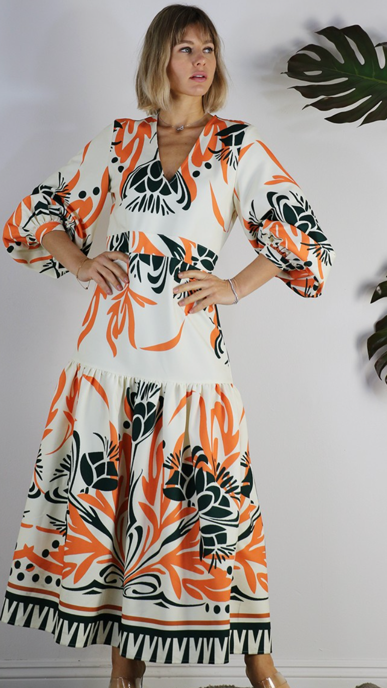 Drop Waist Fall Maxi Dress