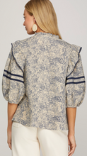 Load image into Gallery viewer, Navy Printed Woven Blouse
