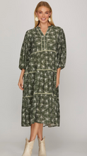 Load image into Gallery viewer, Olive Tiered Midi Dress
