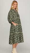 Load image into Gallery viewer, Olive Tiered Midi Dress
