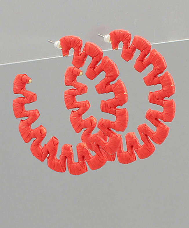 Red Wrapped Raffia Hoops