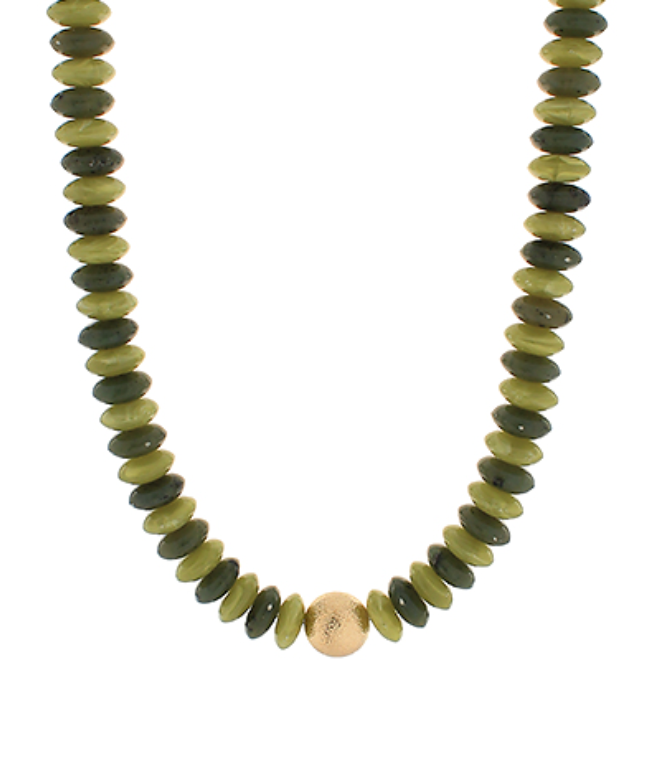 Olive Acrylic Beaded Necklace