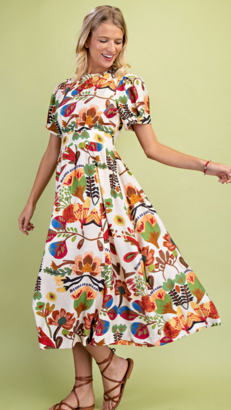 Fall Floral Midi Dress