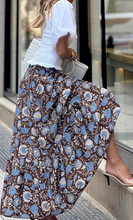 Load image into Gallery viewer, Brown and Blue Floral Maxi Skirt
