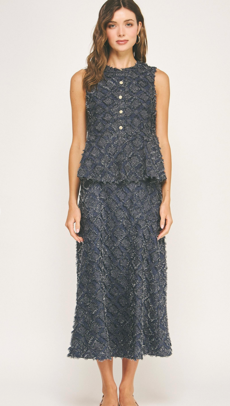 Fringe Peplum Skirt Set