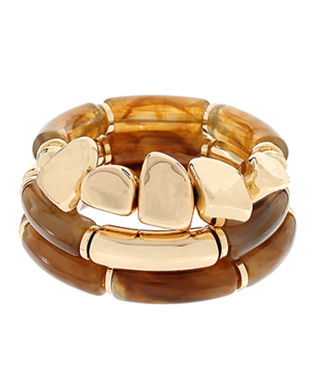 Gold and Acrylic Bangle Stack