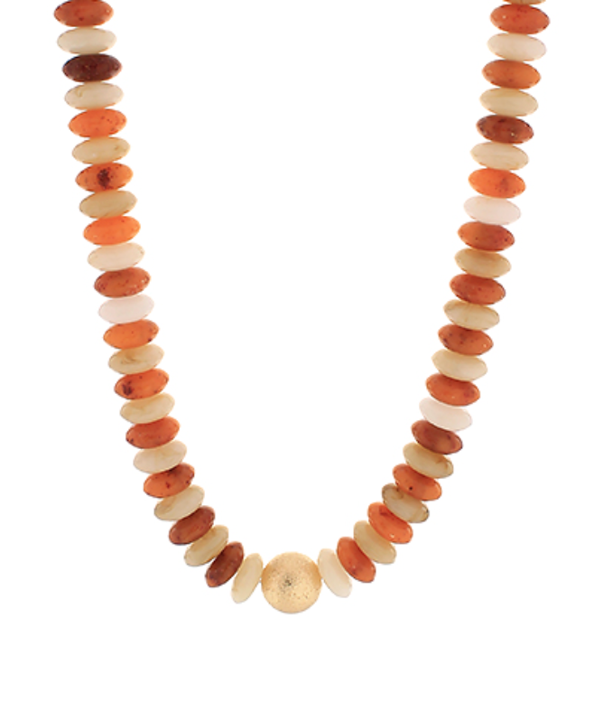 Gold and Brown Acrylic Rondelle Necklace