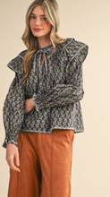 Load image into Gallery viewer, Ash Black Block Print Blouse

