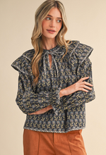 Load image into Gallery viewer, Ash Black Block Print Blouse
