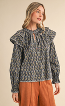 Load image into Gallery viewer, Ash Black Block Print Blouse

