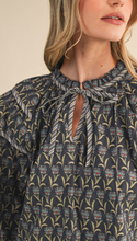 Load image into Gallery viewer, Ash Black Block Print Blouse
