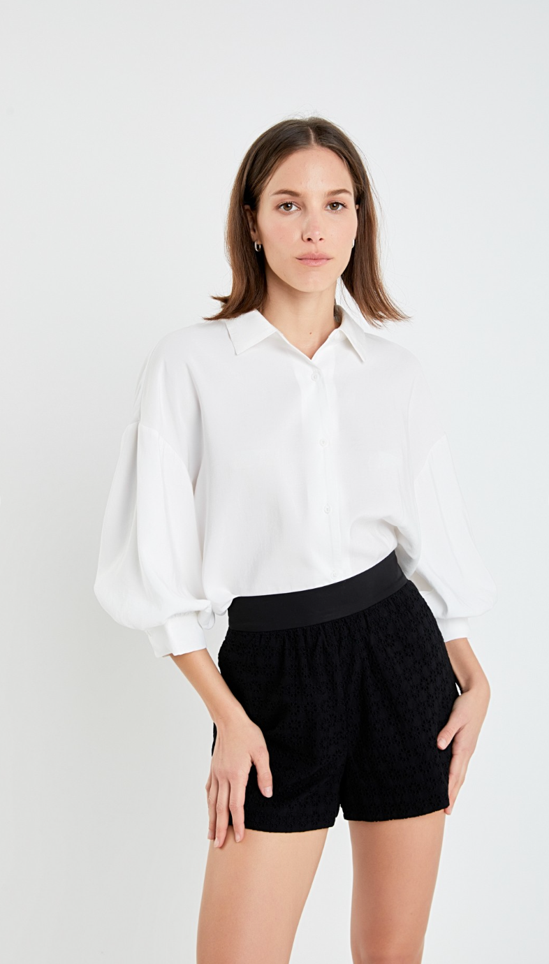Drop Shoulder Collared Blouse
