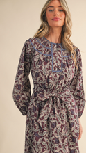 Load image into Gallery viewer, Plum Paisley Midi Dress
