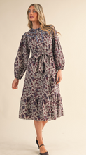 Load image into Gallery viewer, Plum Paisley Midi Dress
