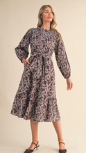 Load image into Gallery viewer, Plum Paisley Midi Dress

