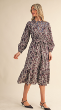 Load image into Gallery viewer, Plum Paisley Midi Dress

