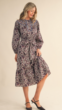 Load image into Gallery viewer, Plum Paisley Midi Dress
