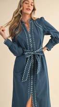 Load image into Gallery viewer, Striped Trim Midi Dress
