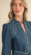 Load image into Gallery viewer, Striped Trim Midi Dress

