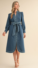 Load image into Gallery viewer, Striped Trim Midi Dress
