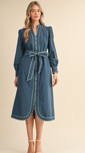 Load image into Gallery viewer, Striped Trim Midi Dress
