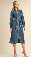 Load image into Gallery viewer, Striped Trim Midi Dress
