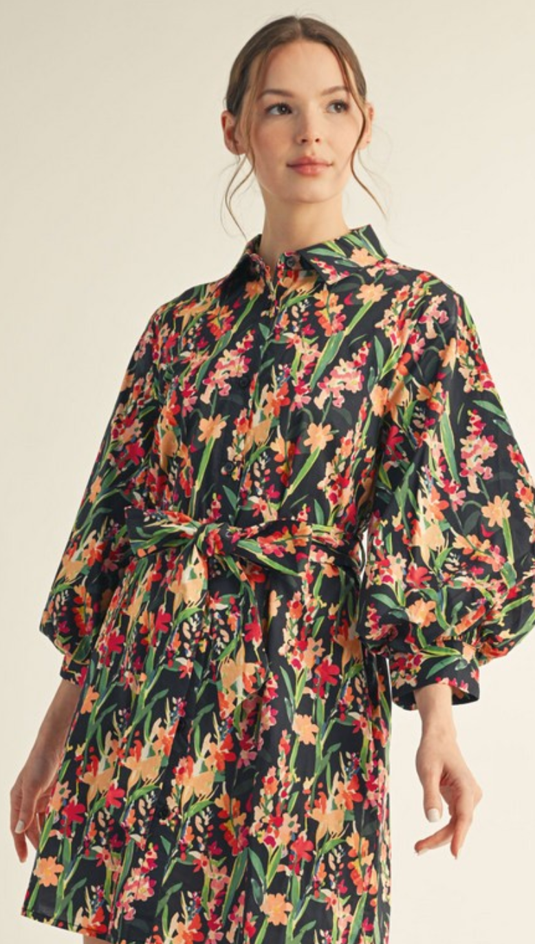 Black Floral Mini Dress
