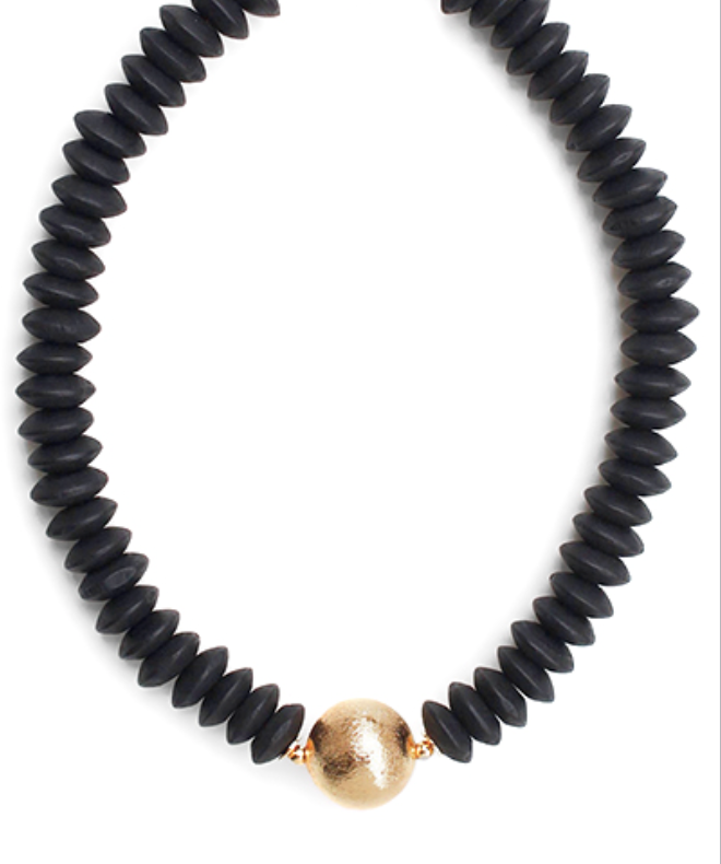 Black and Gold Wooden Necklace