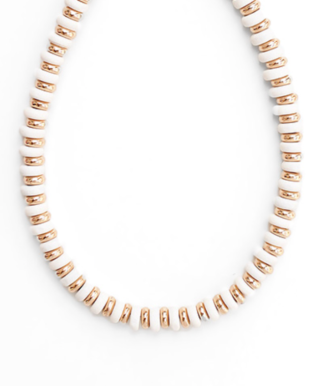 White Heishi Beaded Necklace