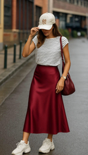 Load image into Gallery viewer, Cranberry Silk Skirt
