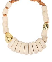 Load image into Gallery viewer, Bone &amp; Gold Statement Necklace
