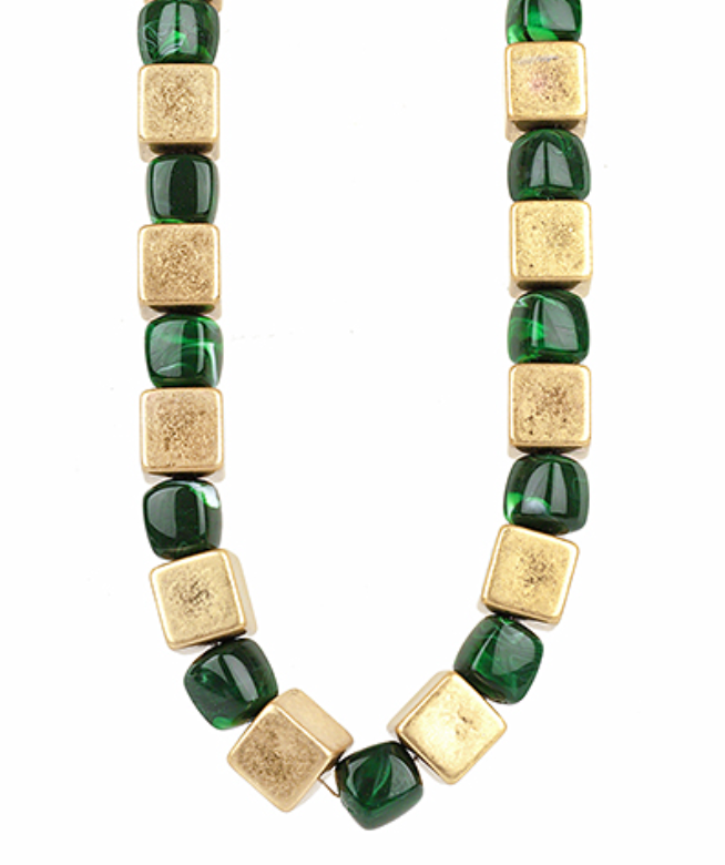 Emerald & Gold Holiday Necklace