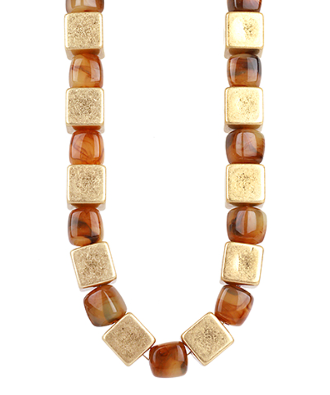 Cognac & Gold Holiday Necklace