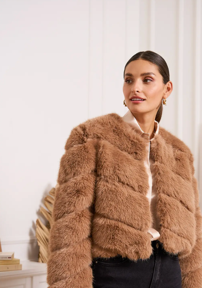 Diagonal Fur Jacket