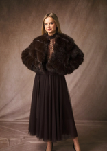 Load image into Gallery viewer, Chocolate Diagonal Fur Jacket
