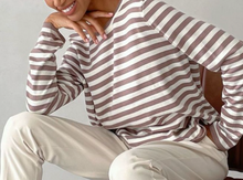 Load image into Gallery viewer, Coffee Striped Sweater
