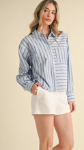 Load image into Gallery viewer, Blue Striped Button Down
